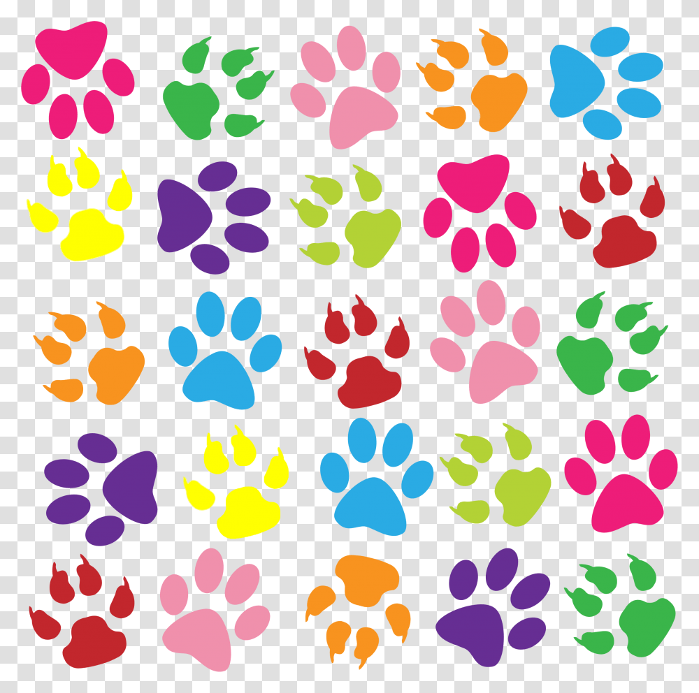 Pawprint Clipart Background Colorful Paw Prints, Pattern, Rug, Texture Transparent Png