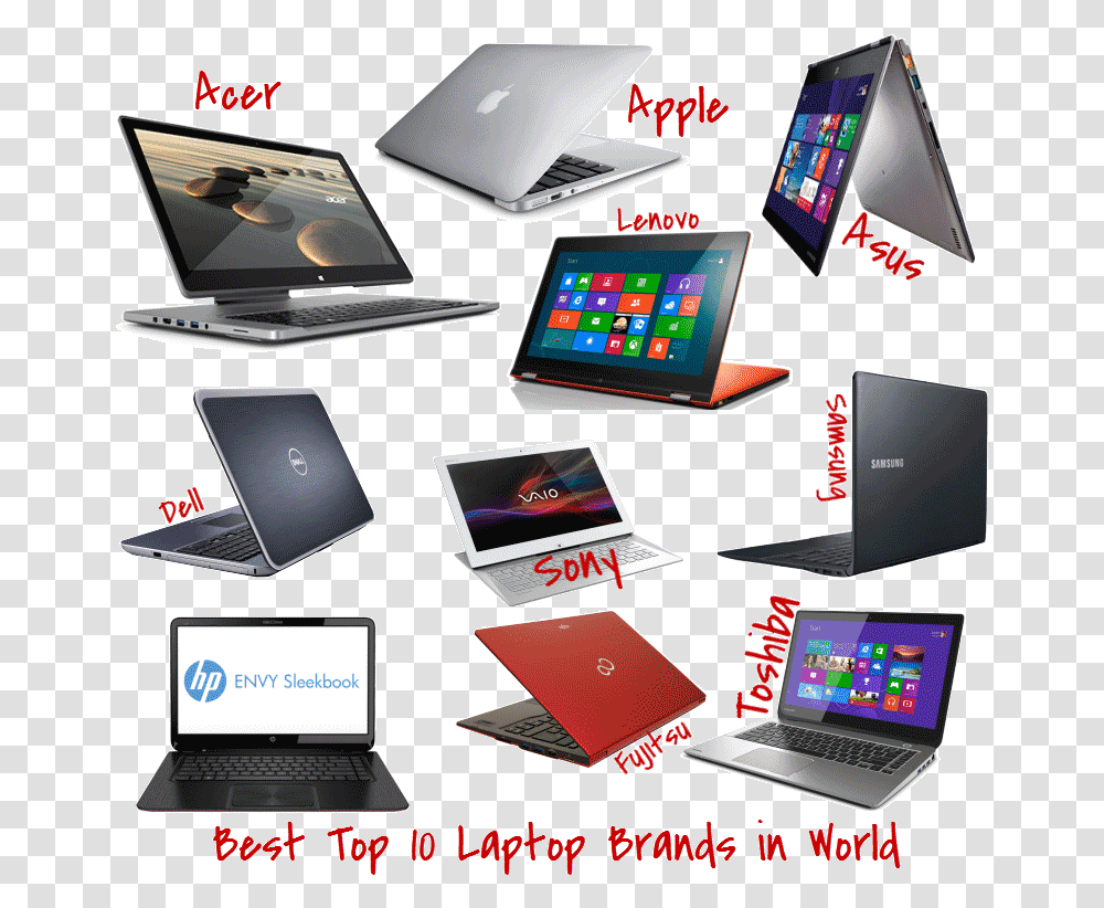 Pc Laptop Brands Top 10 World, Computer, Electronics, Tablet Computer, Surface Computer Transparent Png