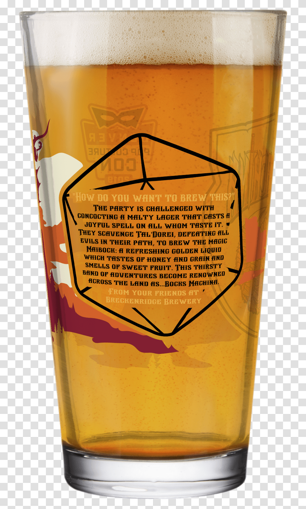 Pcc 2019 Pint Glass Sl Beer Back Breckenridge Comic Con Pint, Alcohol, Beverage, Drink, Beer Glass Transparent Png