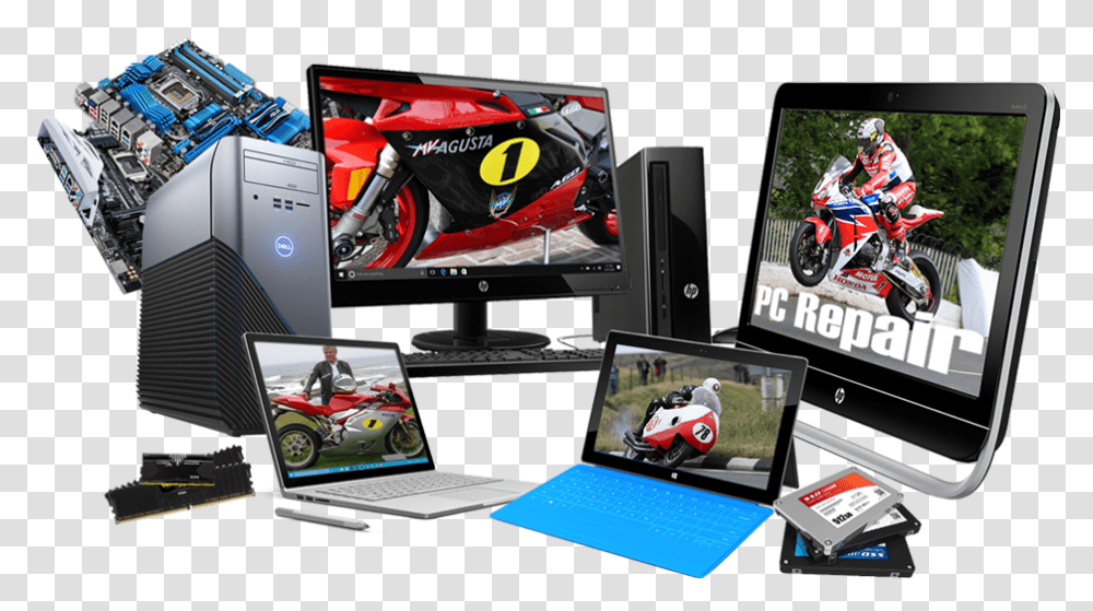 Pccollection Computer Lcd Repair, Motorcycle, Laptop, Electronics, Person Transparent Png
