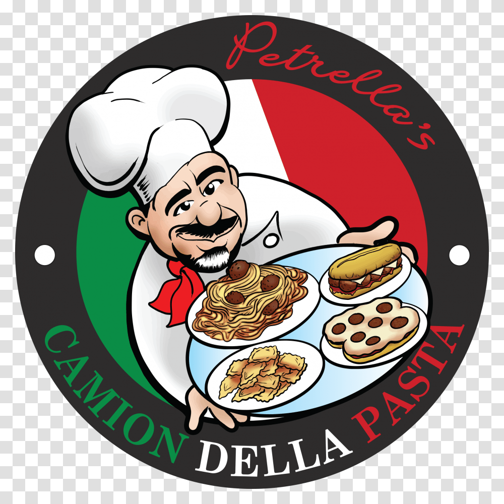 Pcdp Food Truck Logo With Chef Holding Italian Cuisine Cartoon, Poster, Advertisement, Meal Transparent Png