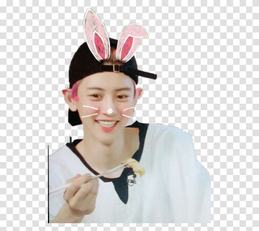 Pcy Chanyeol Exo Cute Precious Chanyeol Exo Cute Sticker, Person, Face, Finger Transparent Png