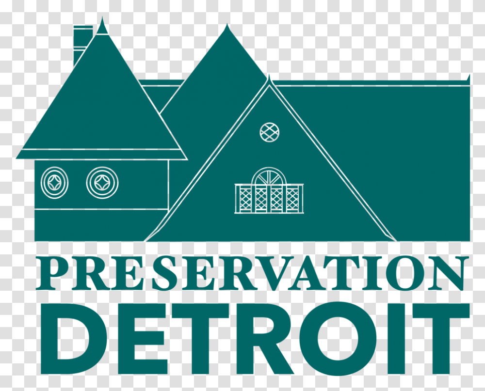 Pd Logo New Mack House V6 Full Green Preservation Detroit, Triangle, Alphabet, Building Transparent Png