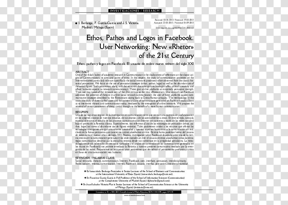 Pdf Ethos Pathos Logos En Facebook Inmaculada Berlanga Document, Gray, Text, World Of Warcraft Transparent Png