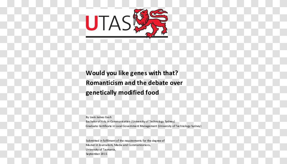 Pdf Would You Like Genes With That Romanticism And The University Of Tasmania, Text, Clothing, Apparel, Symbol Transparent Png