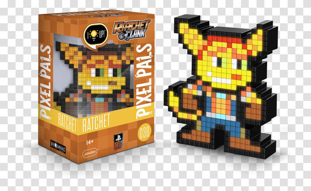Pdp Pixel Pals Ratchet Clank Ratchet Collectible Pixel Pixel Pals Ratchet, Pac Man, Rubix Cube Transparent Png