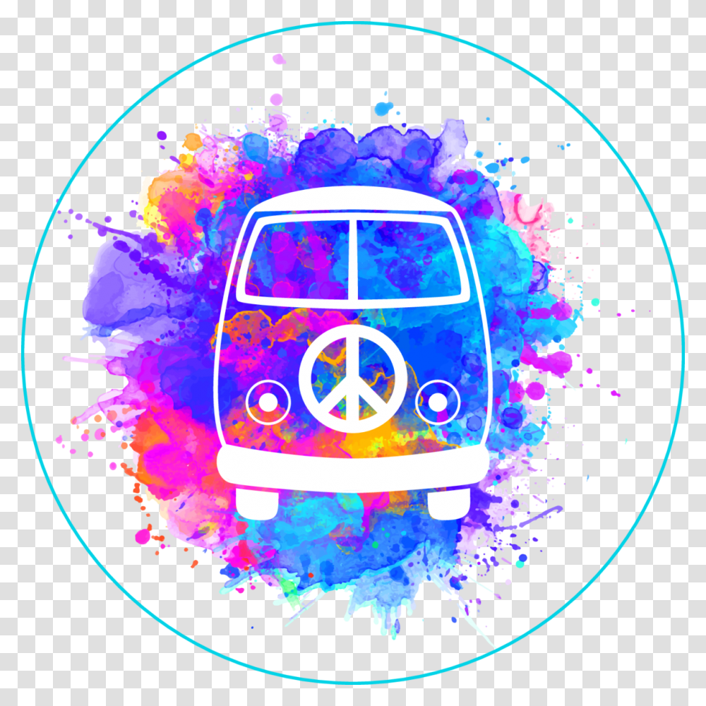 Peace And Love Watercolor Hippie Van Splatter Sticker Creative Raksha Bandhan Invitation, Person, Human Transparent Png