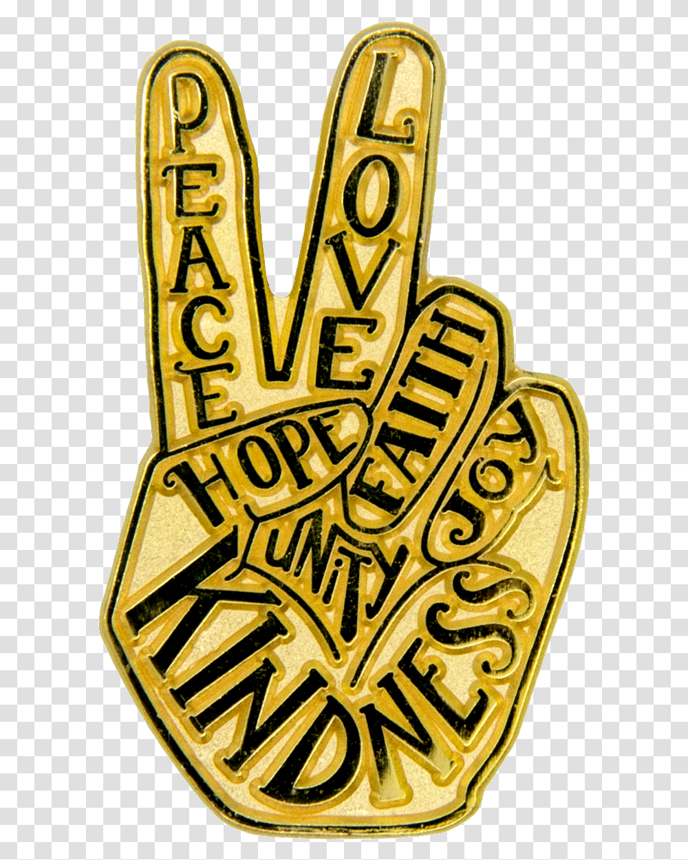 Peace Hand Pin Gold Spili, Text, Logo, Symbol, Trademark Transparent Png
