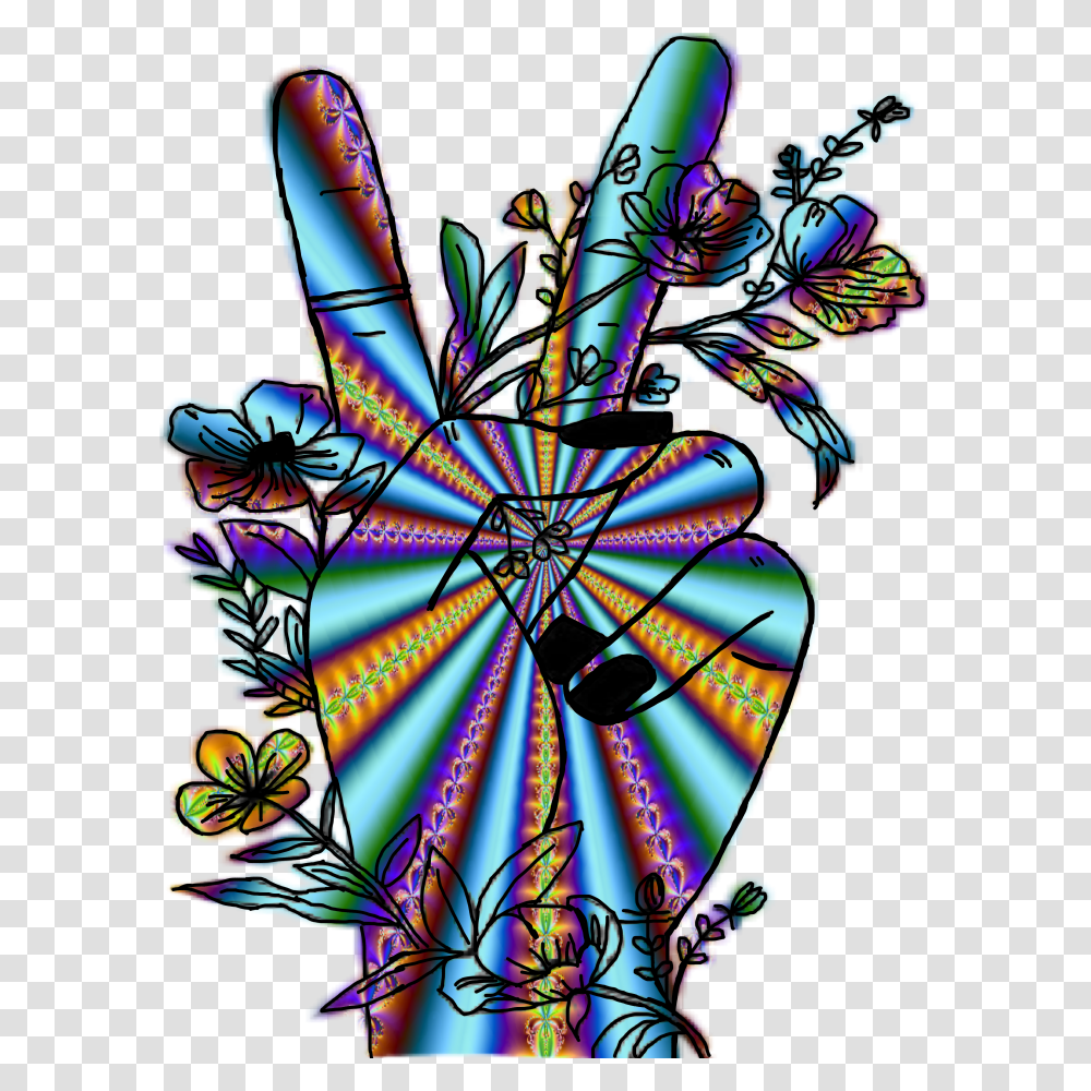 Peace Hippie Trippy Psychedelic Hand Signlanguage Peace Transparent Png
