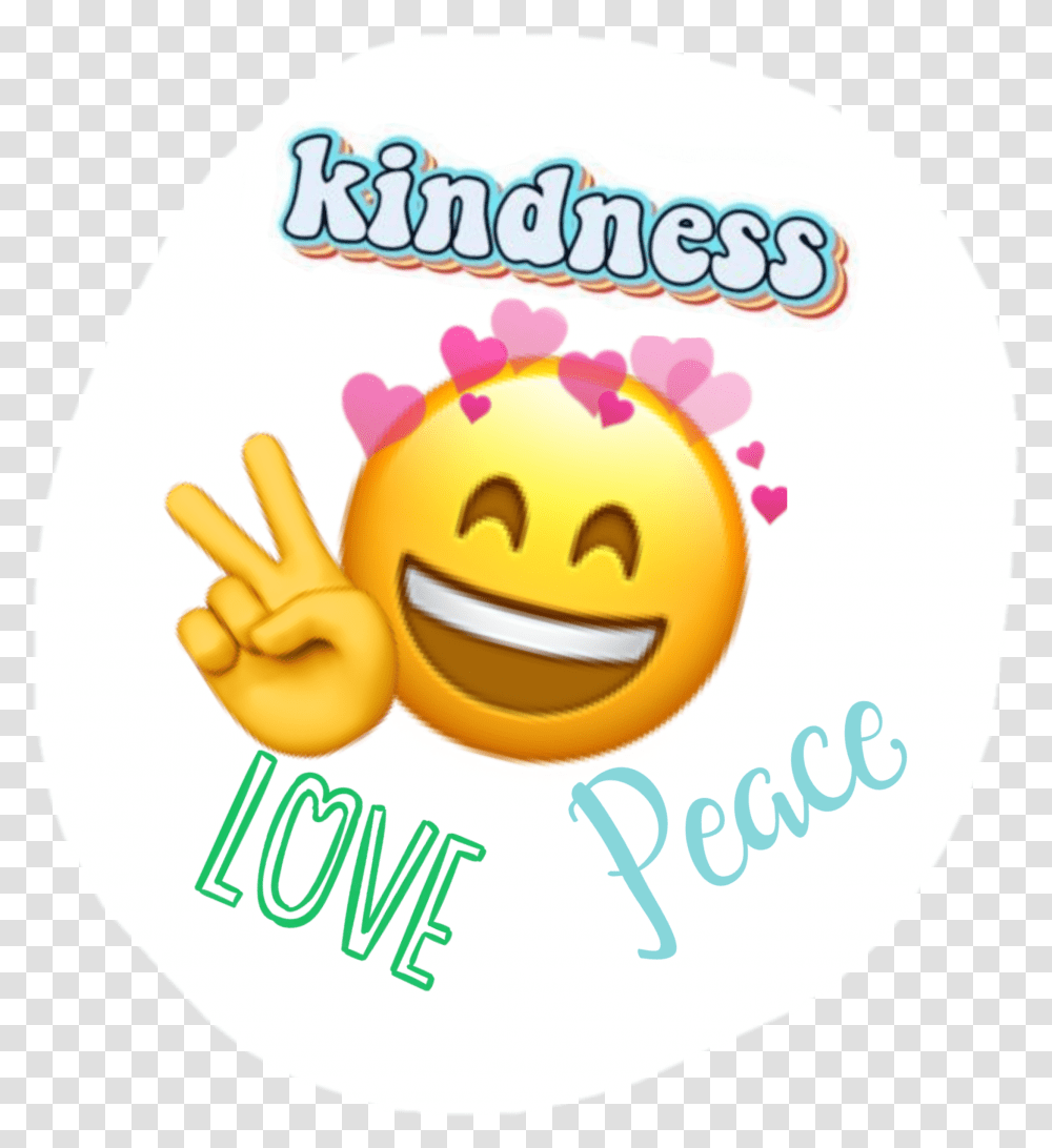 Peace Kindness Love Emoji Hearts, Label, Food, Sweets Transparent Png