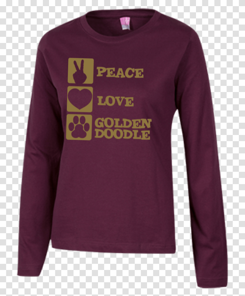 Peace Love Goldendoodle Long Sleeved T Shirt, Apparel, Sweatshirt, Sweater Transparent Png