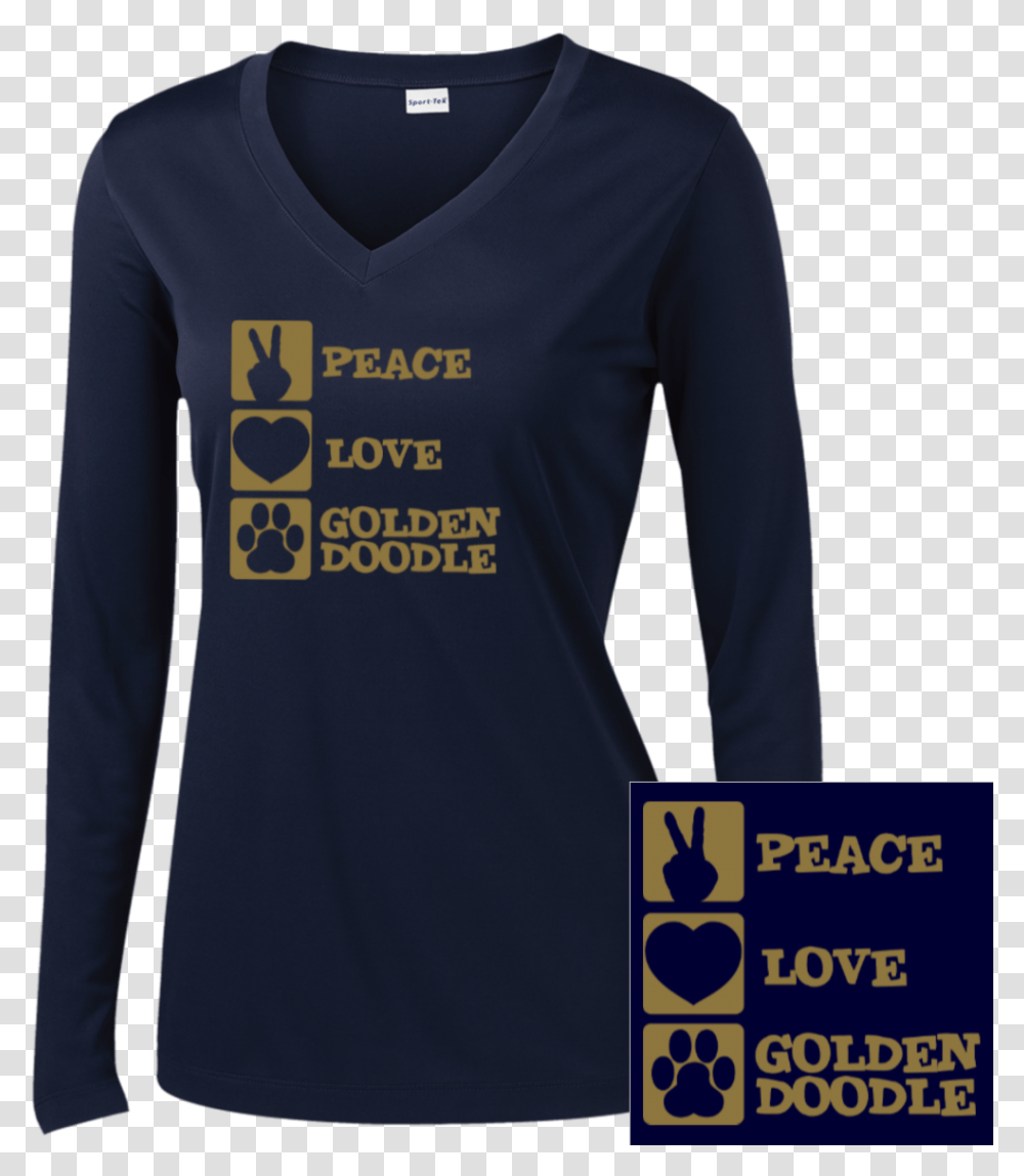 Peace Love Goldendoodle Twill Taped Neck Hoodie, Sleeve, Apparel, Long Sleeve Transparent Png