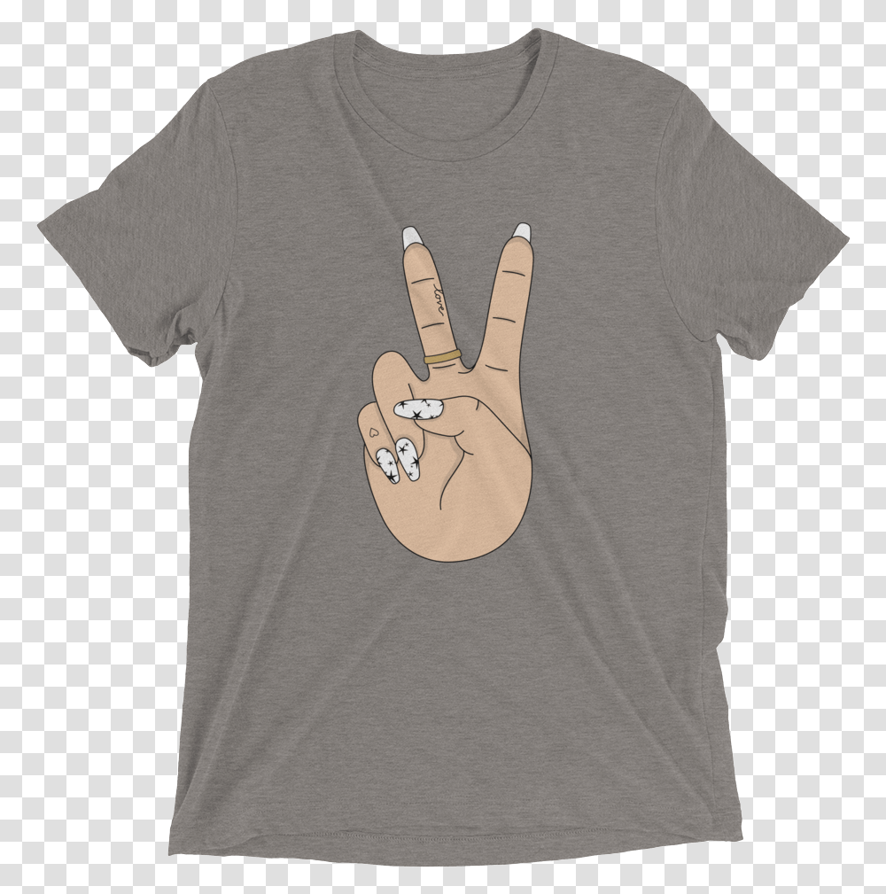 Peace Sign Hand Tri Blend Tshirt Light Skin Tone, Clothing, Apparel, T-Shirt, Sleeve Transparent Png