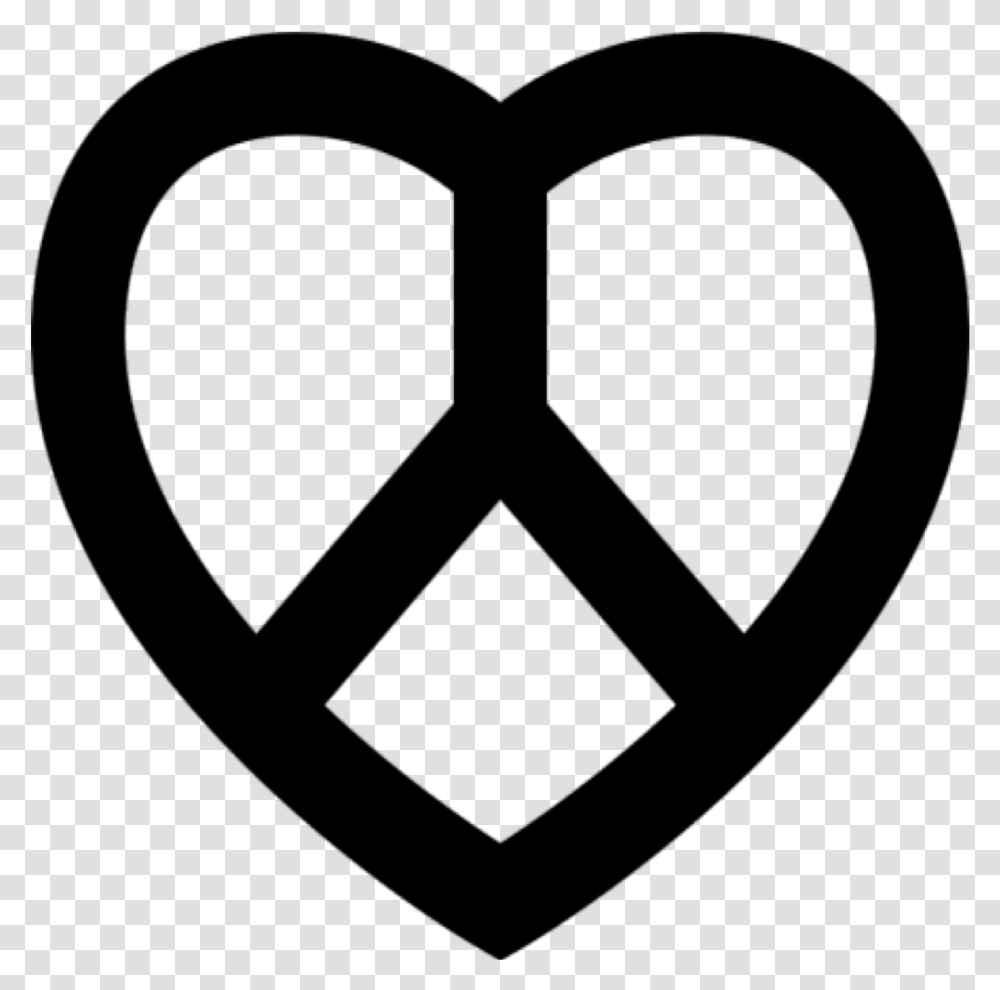 Peace Sign Peacesign Black Heart Ftestickers Love And Peace, Logo, Trademark, Grenade Transparent Png