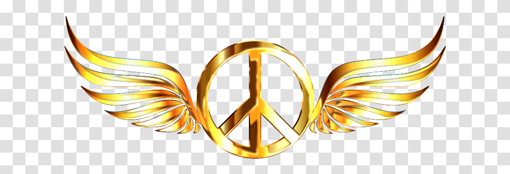 Peace Sign Wings Enhanced No Background Gold Wings No Background, Symbol, Logo, Trademark, Star Symbol Transparent Png