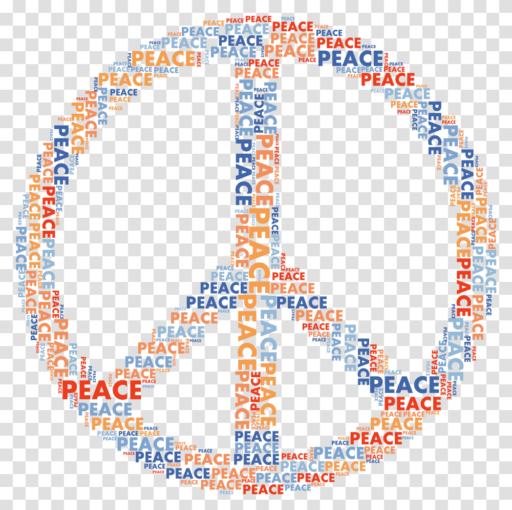 Peace Sign Word Cloud No Background Peace Sign With Peace Word, Text, Symbol, Alphabet, Logo Transparent Png
