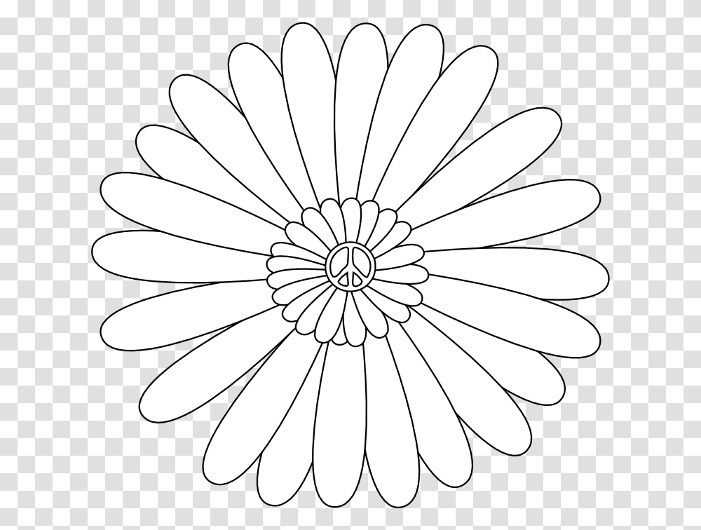 Peace Symbol Peace Sign Flower 55 Black White Line Illustration, Daisy, Plant, Daisies, Blossom Transparent Png