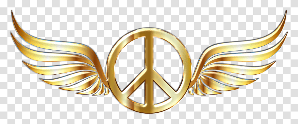 Peace Symbols With Wings, Logo, Trademark, Gold, Emblem Transparent Png