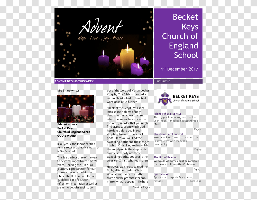 Peace Word Meaning Of Advent 2018, Candle, Flyer, Poster, Paper Transparent Png