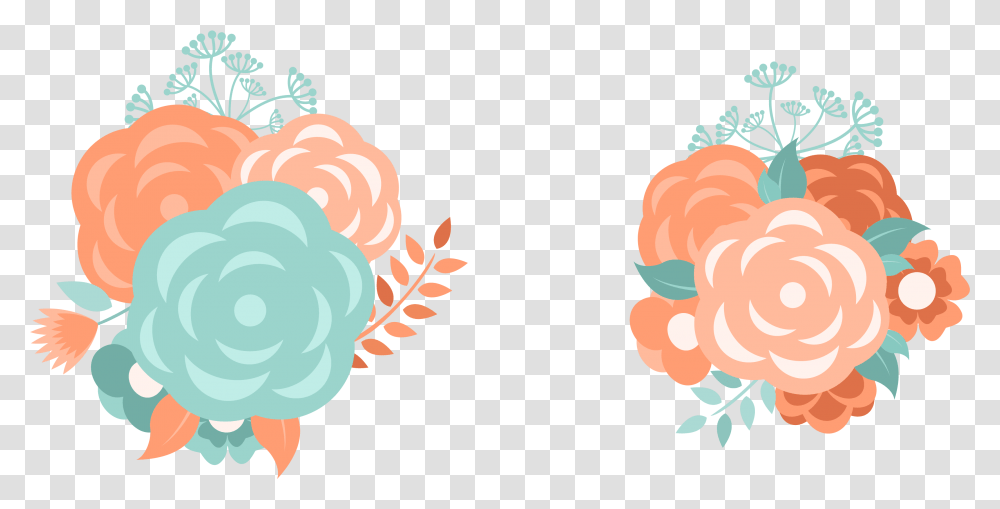 Peach Flower Clipart Wedding Aqua And Orange Flower, Floral Design, Pattern, Plant Transparent Png