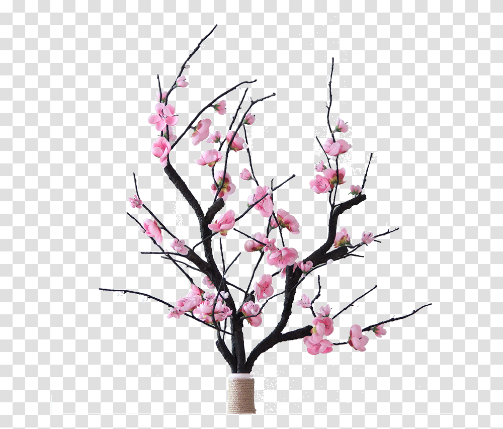 Peach Flowers Flower Arrangements In Dry Branches, Ikebana, Vase, Ornament Transparent Png