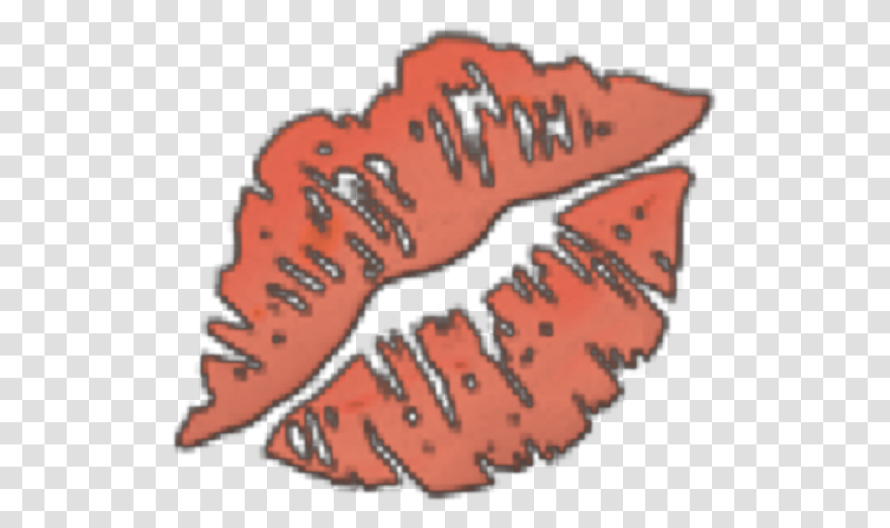Peach Lips Emoji Emojilips Kiss Mark Kissmark Illustration, Plant, Animal, Face, Invertebrate Transparent Png