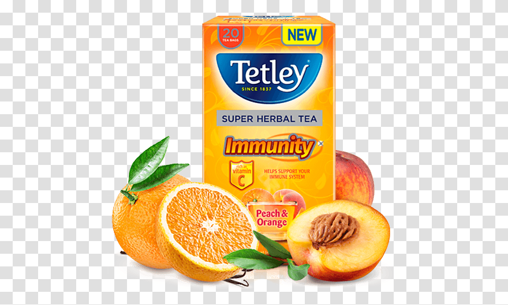 Peach Orange Tetley Orange Peach Tea, Plant, Fruit, Food, Juice Transparent Png
