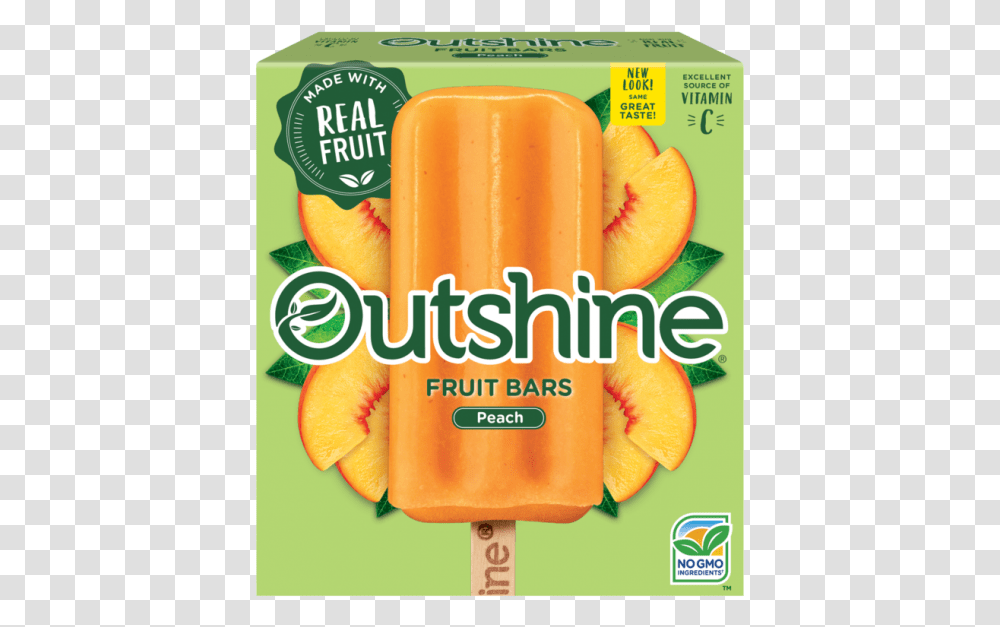 Peach Outshine Bars, Ice Pop, Orange, Citrus Fruit, Plant Transparent Png