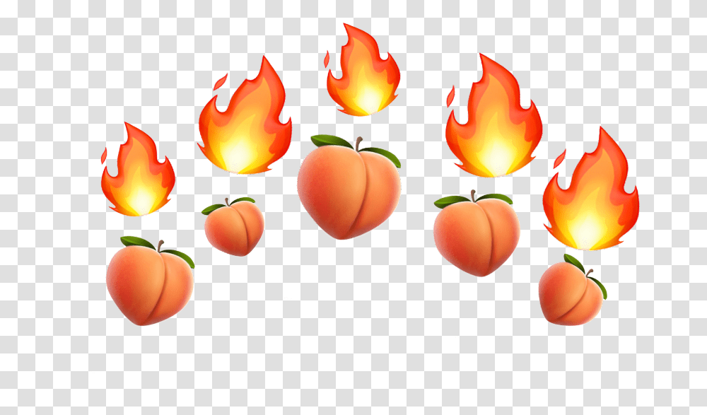 Peach Peachemoji Fire Fireemoji Crown Crownemoji, Plant, Fruit, Food, Produce Transparent Png