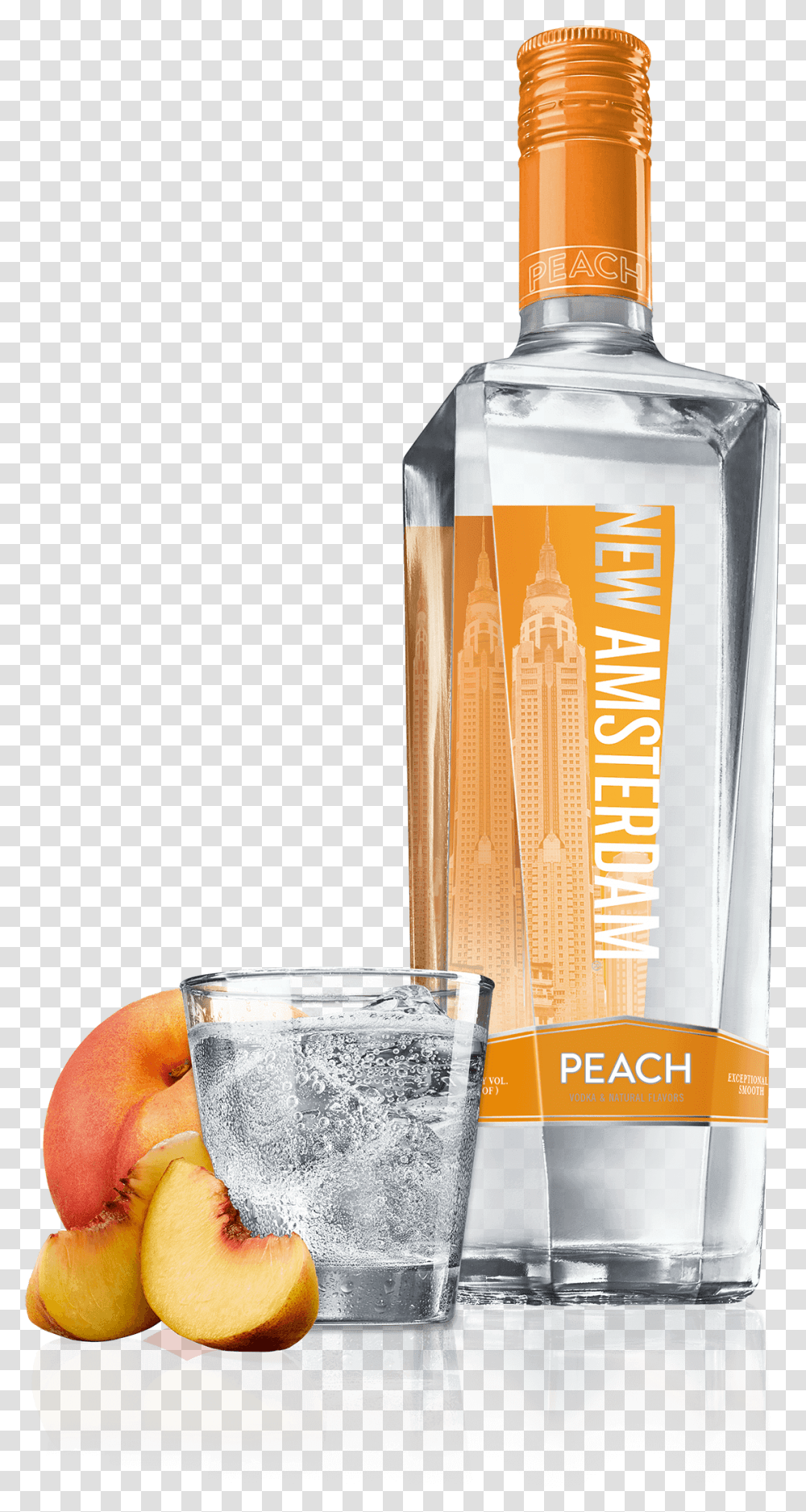 Peach Vodka New Amsterdam New Amsterdam Vodka Orange, Alcohol, Beverage, Drink, Glass Transparent Png