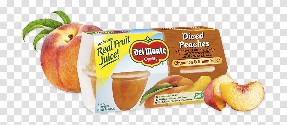 Peaches With Cinnamon Amp Brown Sugar Fruit Cup Snacks, Plant, Label, Food Transparent Png