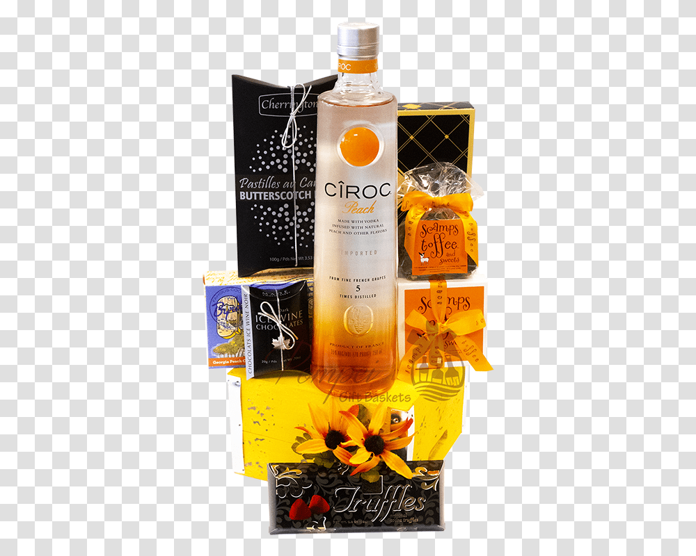 Peachy Keen Ciroc Vodka Gift Basket Ciroc Gift Basket Single Malt Whisky, Liquor, Alcohol, Beverage, Bottle Transparent Png