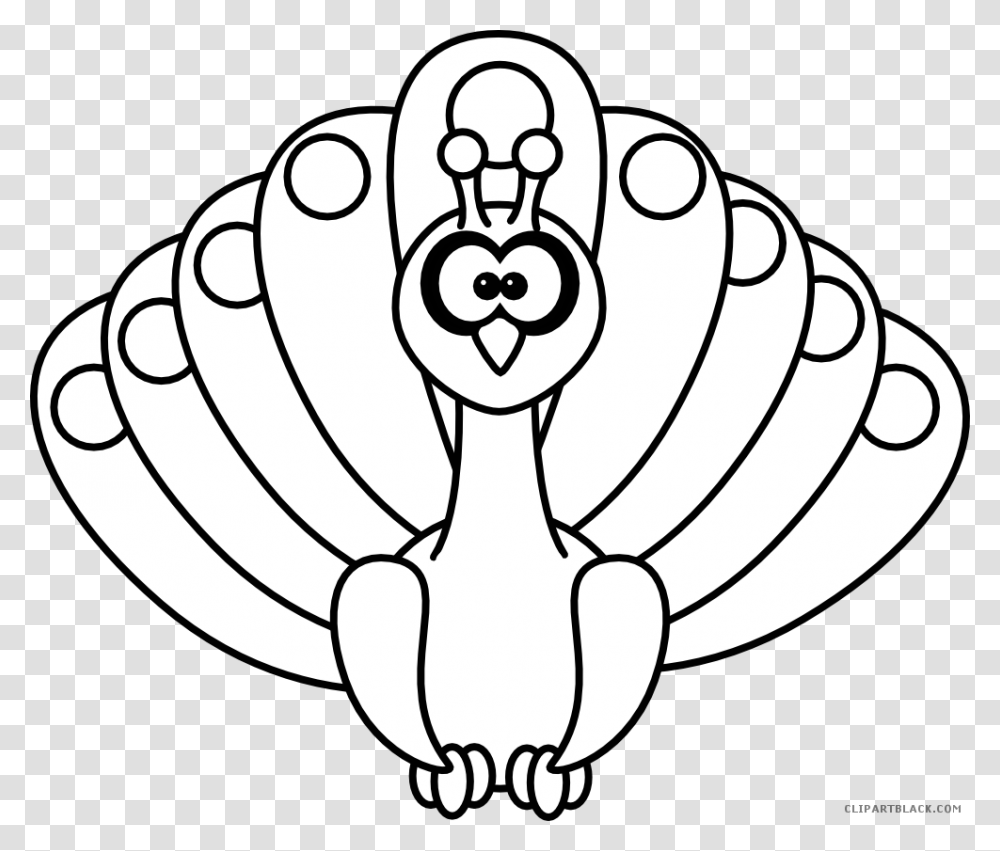 Peacock Black And White Outline, Animal Transparent Png