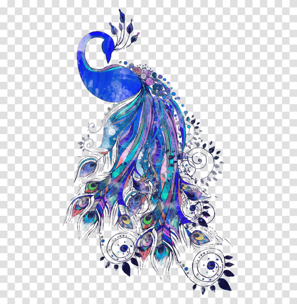 Peacock Watercolor Sublimation Transfer Peacock Painting On Wall, Floral Design, Pattern Transparent Png
