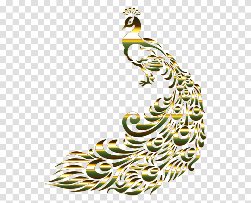 Peafowl Bird Feather Drawing, Animal, Gold Transparent Png