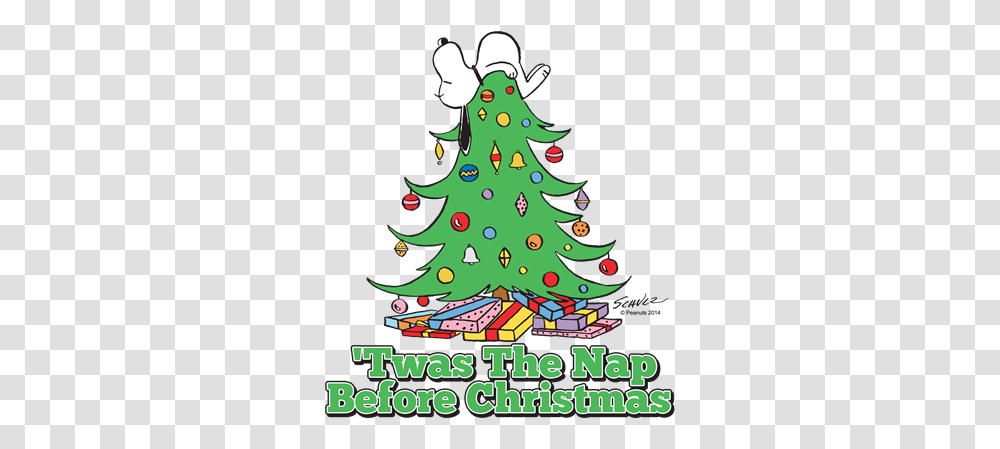 Peanuts Snoopy Christmas Tree Snoopy Sleeping Past Christmas, Plant, Ornament, Poster, Advertisement Transparent Png