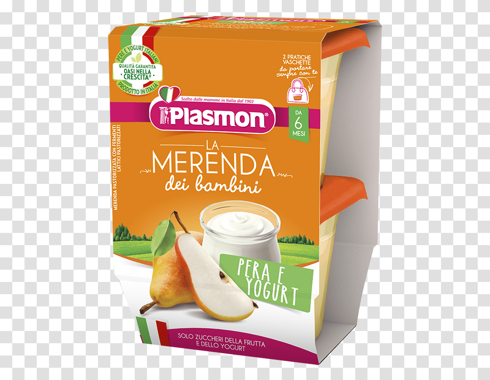 Pear And Yogurt Snack Yogurt E Biscotto Plasmon, Dessert, Food, Plant, Fruit Transparent Png