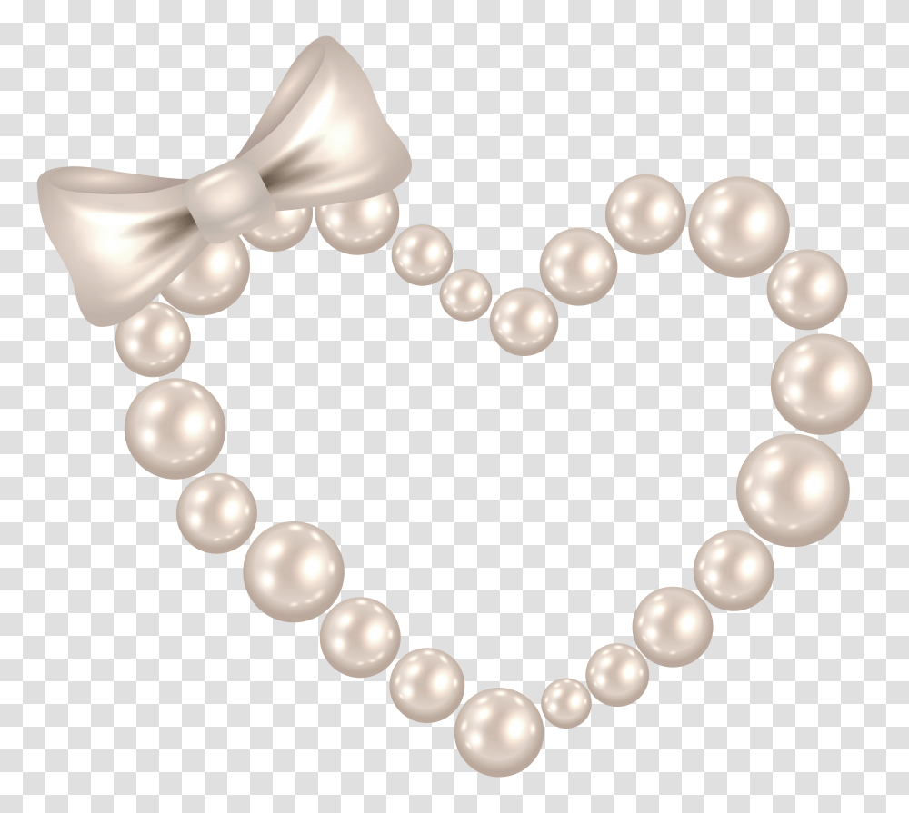 Pearl Heart With Bow Pearls Clip Art Transparent Png