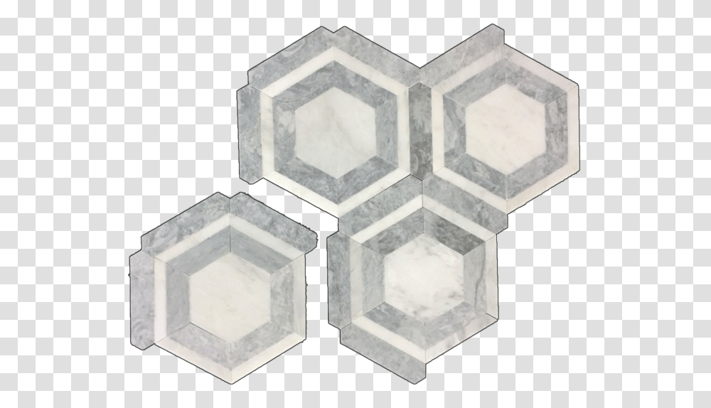 Pearl White Honeycomb With Pacific Gray Mosaic Honed Art, Crystal, Snowflake, Mineral Transparent Png
