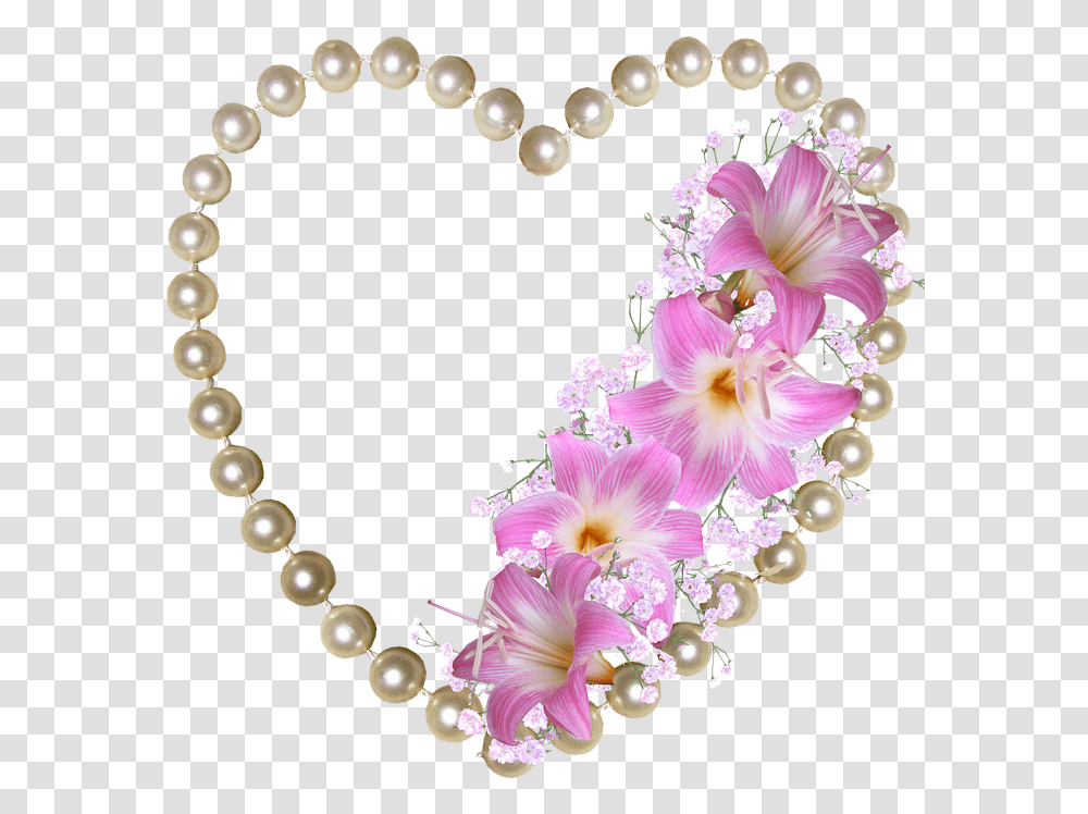 Pearls Heart Lilies Decoration Flower Good Night Love, Accessories, Accessory, Jewelry, Plant Transparent Png