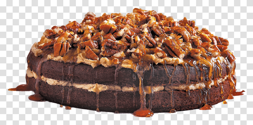 Pecan Nutty Caramel Chocolate Cake Chocolate Cake With Caramel, Dessert, Food, Cookie, Fudge Transparent Png