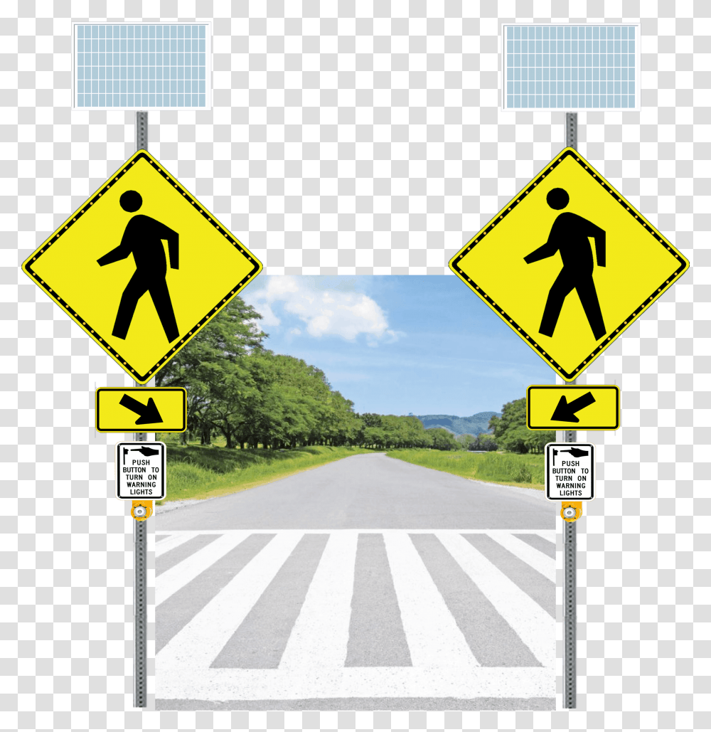 Pedestrian Crossing Sign, Tarmac, Asphalt, Road, Zebra Crossing Transparent Png
