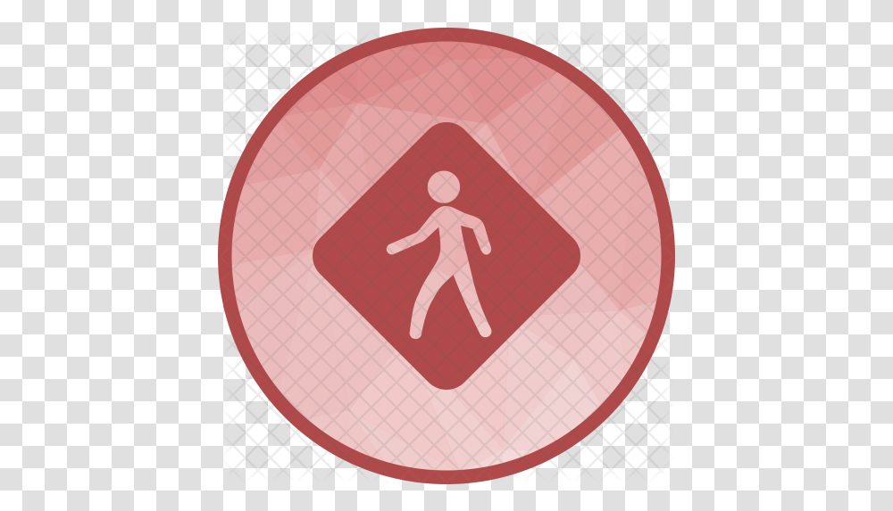 Pedestrian Icon Of Flat Style White Pedestrian Icon, Road Sign, Symbol, Logo, Trademark Transparent Png