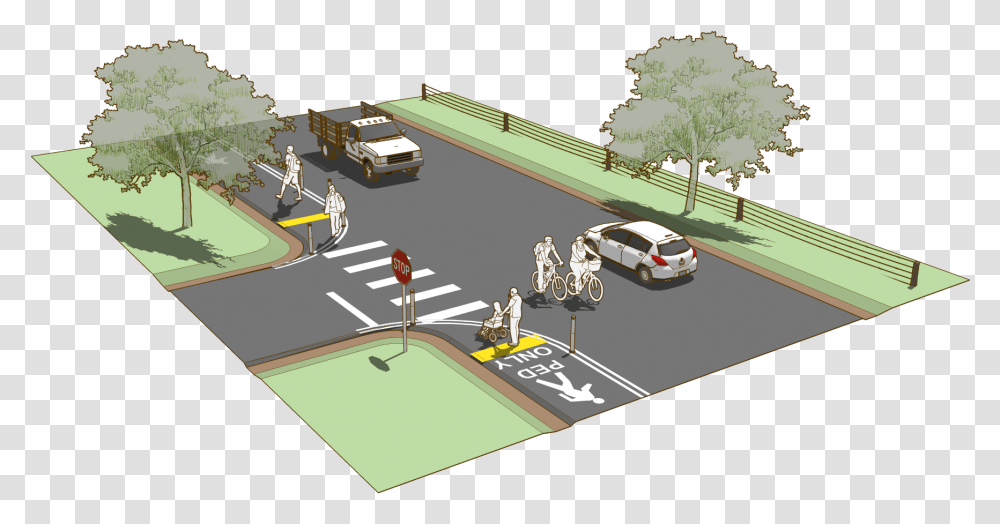 Pedestrian Walkway Design, Road, Tarmac, Car, Vehicle Transparent Png
