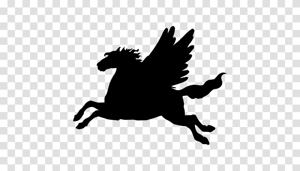 Pegasus Winged Horse Black Side View Silhouette Shape, Person, Human, Stencil, Flying Transparent Png