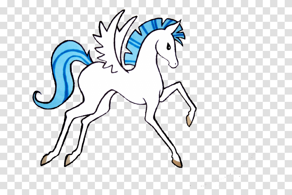 Pegasus With Blue Mane And Tail Tattoo Pegasus Cartoon, Horse, Mammal, Animal, Colt Horse Transparent Png