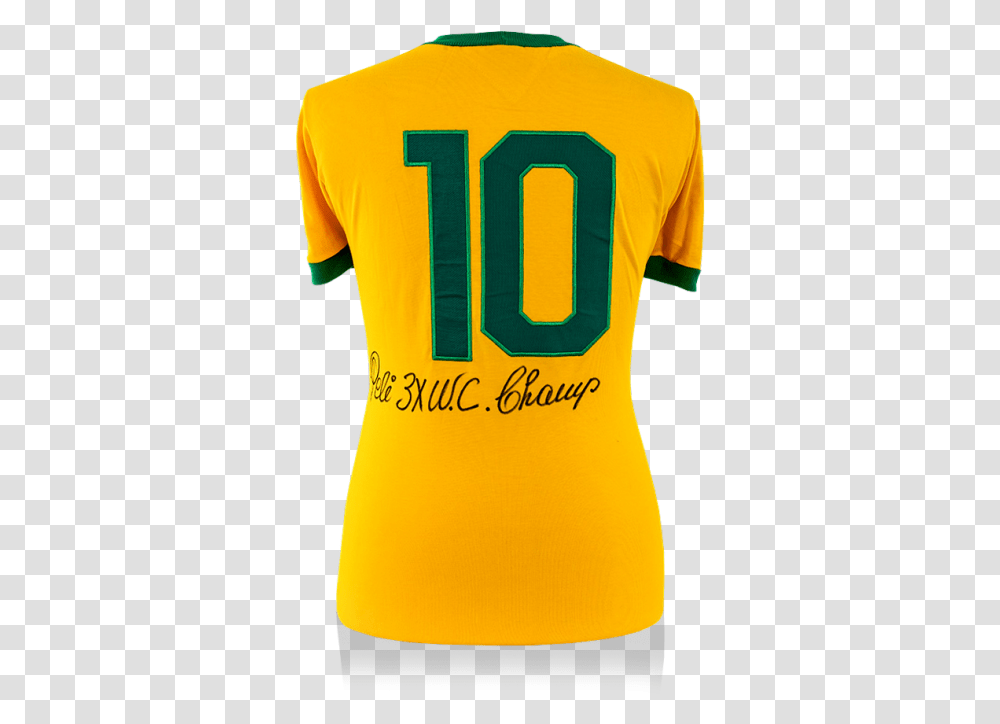 Pele Back Signed Retro Brazil Home Shirt 3x World Cup Champ Special Edition Short Sleeve, Clothing, Apparel, Jersey, T-Shirt Transparent Png