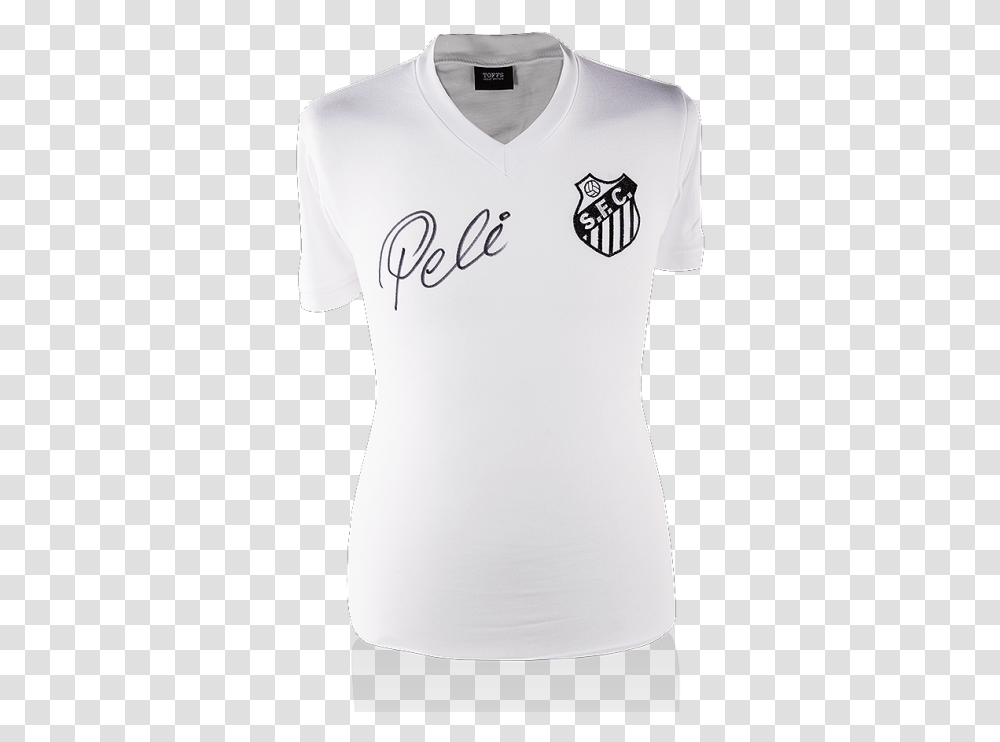 Pele Front Signed Retro Santos Shirt Short Sleeve, Clothing, Apparel, T-Shirt, Jersey Transparent Png