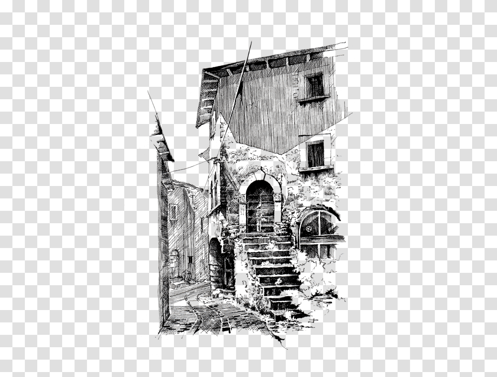 Pen Drawing Architecture Drawing, Building, Ruins, Outdoors Transparent Png