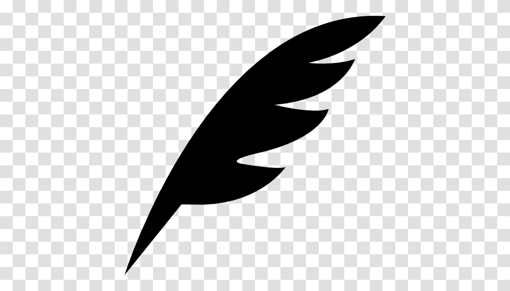 Pen Feather Black Diagonal Shape Of A Bird Wing, Silhouette, Stencil, Logo Transparent Png